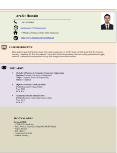 Arafat Hossain - Web Developer Resume
