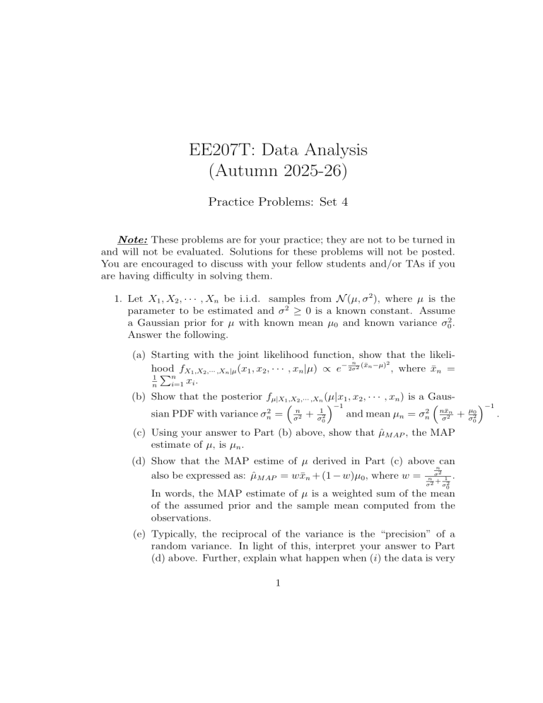 Data Analysis Practice Problems: Bayesian Inference, Regression ...