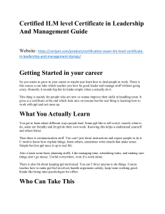 ILM Leadership & Management Certificate Guide