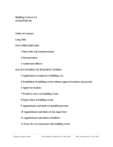 Singapore Building Control Act (Chapter 29) - Legal Regulations