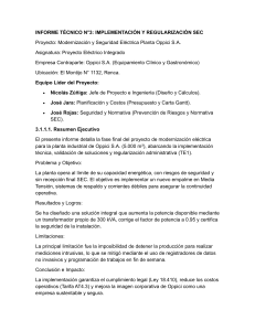 Informe T&eacute;cnico: Modernizaci&oacute;n El&eacute;ctrica y Regularizaci&oacute;n SEC Oppici S.A.