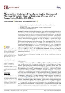 Moringa Drying Kinetics: Mathematical Modeling & Diffusivity