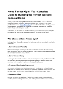 Home Fitness Gym: Build Your Perfect Workout Space