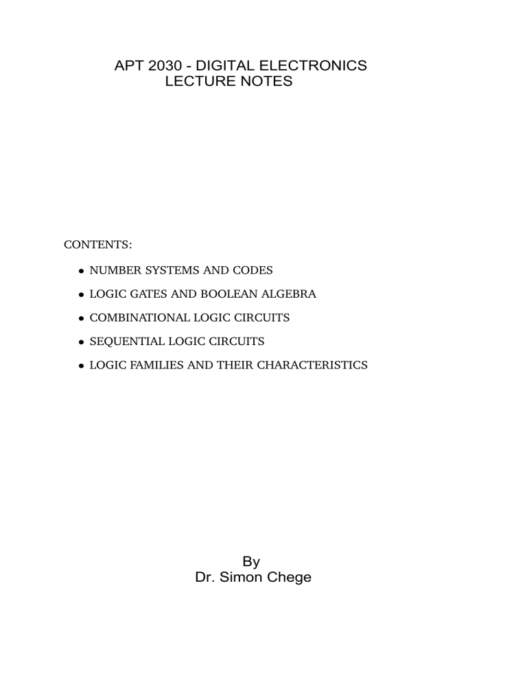 Digital Electronics Lecture Notes: Number Systems & Logic