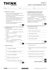 Level 3 English Extension Test: Past Tenses & Grammar