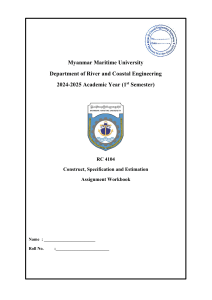 Myanmar Maritime University RC 4104 Assignment Workbook 2024-2025