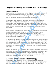 Expository Essay: The Impact of Science and Technology on Modern Life