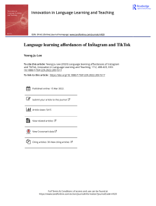 Instagram & TikTok for Language Learning: Affordances