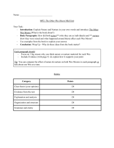The Other Wes Moore: Nature vs. Nurture Assignment