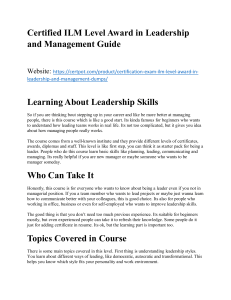 Certified ILM Level Award in Leadership and Management Preparation Guide Essential Study Resources