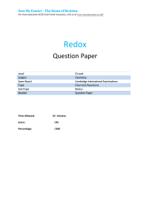 Redox Chemistry O Level Question Paper
