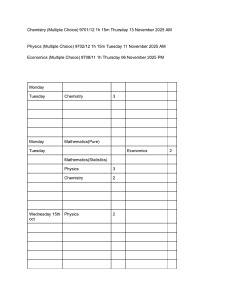 Exam Schedule: Chemistry, Physics, Economics, Math