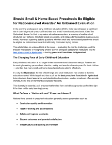 Small Preschools & National Awards: Should They Be Eligible?