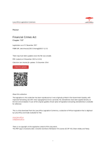 Malawi Financial Crimes Act: Chapter 7:07