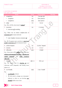 English 12: Green Living Vocabulary & Grammar Unit | Global Success