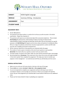 IGCSE English: Summary Writing - Coral Reefs Assignment