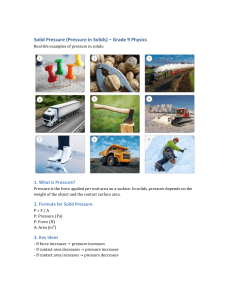 Solid Pressure (Pressure in Solids) &ndash; Grade 9 Physics Lesson & Worksheet