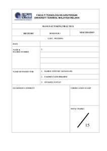 Welding Lab Report: Metal Arc Welding Practice