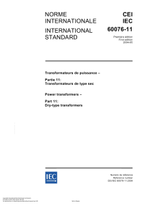 Norme IEC 60076-11:2004 - Transformateurs de puissance secs