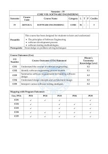 Software Engineering Syllabus: Core VIII Course Outcomes & Content
