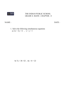 Grade 8 Math Chapter 8: Simultaneous Equations & Inequalities Worksheet