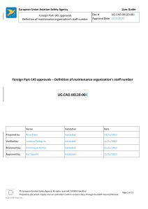 EASA Foreign Part-145 Approvals: Maintenance Staff Number User Guide