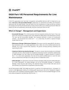 EASA Part-145 Personnel Requirements for Line Maintenance