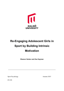 Re-Engaging Adolescent Girls in Sport: Intrinsic Motivation & Sport Psychology