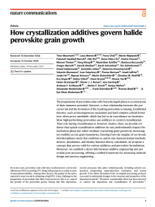 Perovskite Crystallization: Additives & Grain Growth