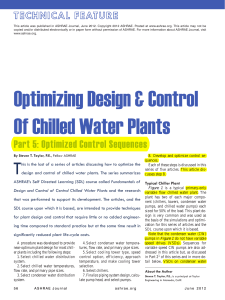 Optimized Control Sequences for Chilled Water Plants - ASHRAE