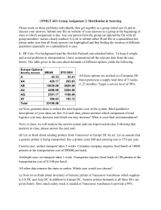 OPMGT 443: Group Assignment 2 - Distribution & Sourcing Case Study