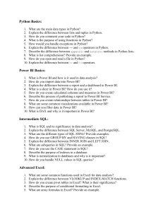 Interview Questions: Python, Power BI, SQL, Excel