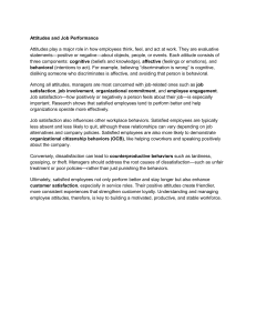 Attitudes & Job Performance: Employee Satisfaction & OCB