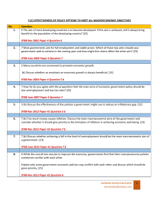 Economics Exam Questions: Macro Policy & Objectives