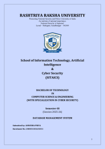 Rashtriya Raksha University DBMS Practical Exam: SQL Queries & Solutions