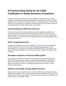 CGSS Certification Study Guide: Global Sanctions Compliance