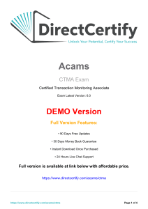 CTMA Exam Demo: Transaction Monitoring Associate Practice Questions