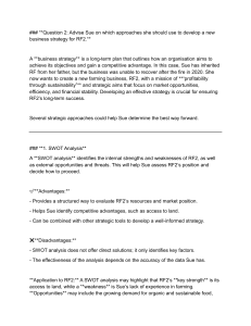 RF2 Business Strategy: SWOT, PEST, Ansoff, Force Field Analysis