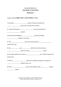 Past Simple vs. Past Perfect Tense Worksheet