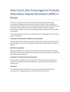 Kenya Courts & ADR: Promoting Alternative Dispute Resolution