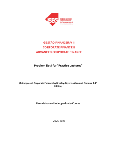 Corporate Finance Problem Set: NPV, IRR, Investment Criteria