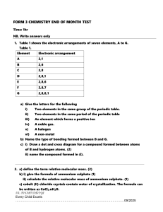 Form 3 Chemistry End of Month Test: Electronic Structure & Reactions