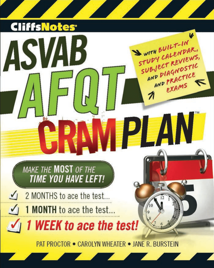 Afqt Test CliffsNotes ASVAB AFQT Cram Plan: Study Guide, Test Prep & Practice Exams