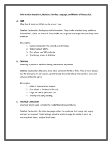 Fact, Opinion, Emotive Language, & Modes of Persuasion Guide