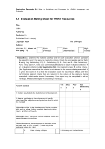 Print Resource Evaluation Template for LRMDS