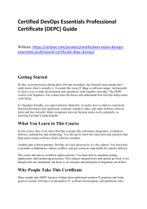 Certified DevOps Essentials Professional Certificate (DEPC) Preparation Guide Essential Study Resources