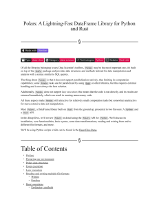 Polars: Lightning-Fast DataFrame Library for Python & Rust Deep Dive