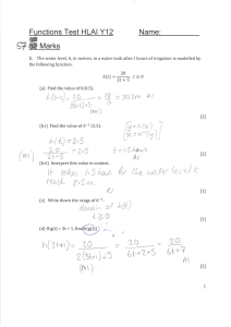Functions Test HLAI Y12: Water Level, Decay, Daylight Hours Models