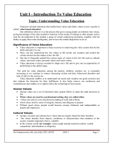 Value Education: Introduction, Significance, Types & Process