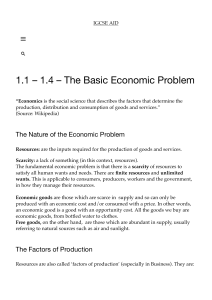 Basic Economic Problem: Scarcity, Opportunity Cost, PPC